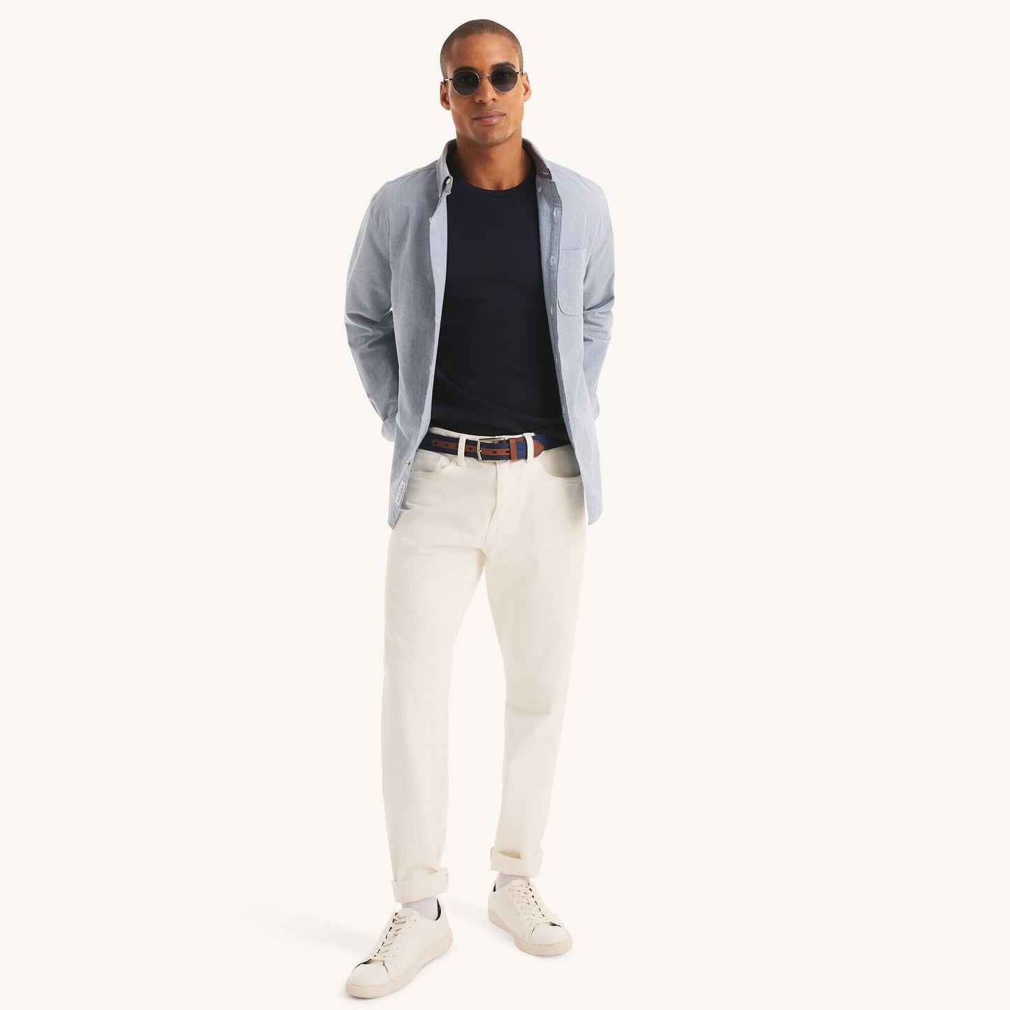 Camisa manga larga unicolor Oxford