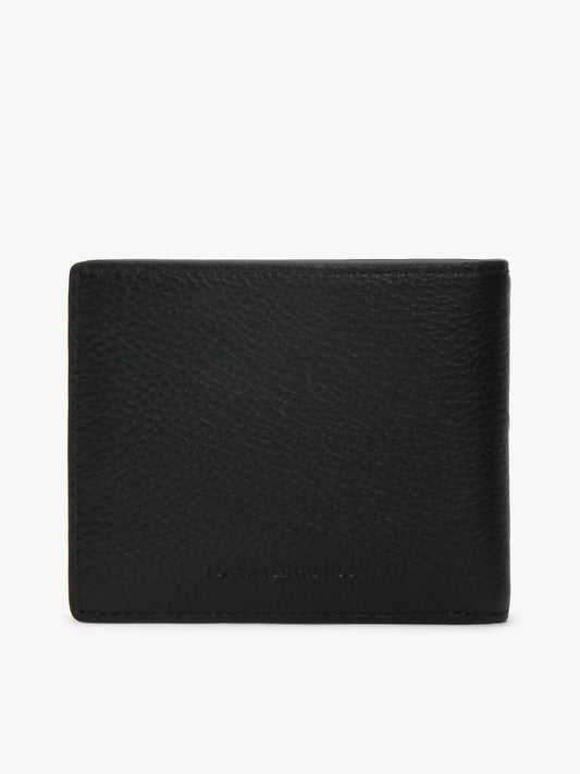 Cartera plegable de piel granulada y bandera central