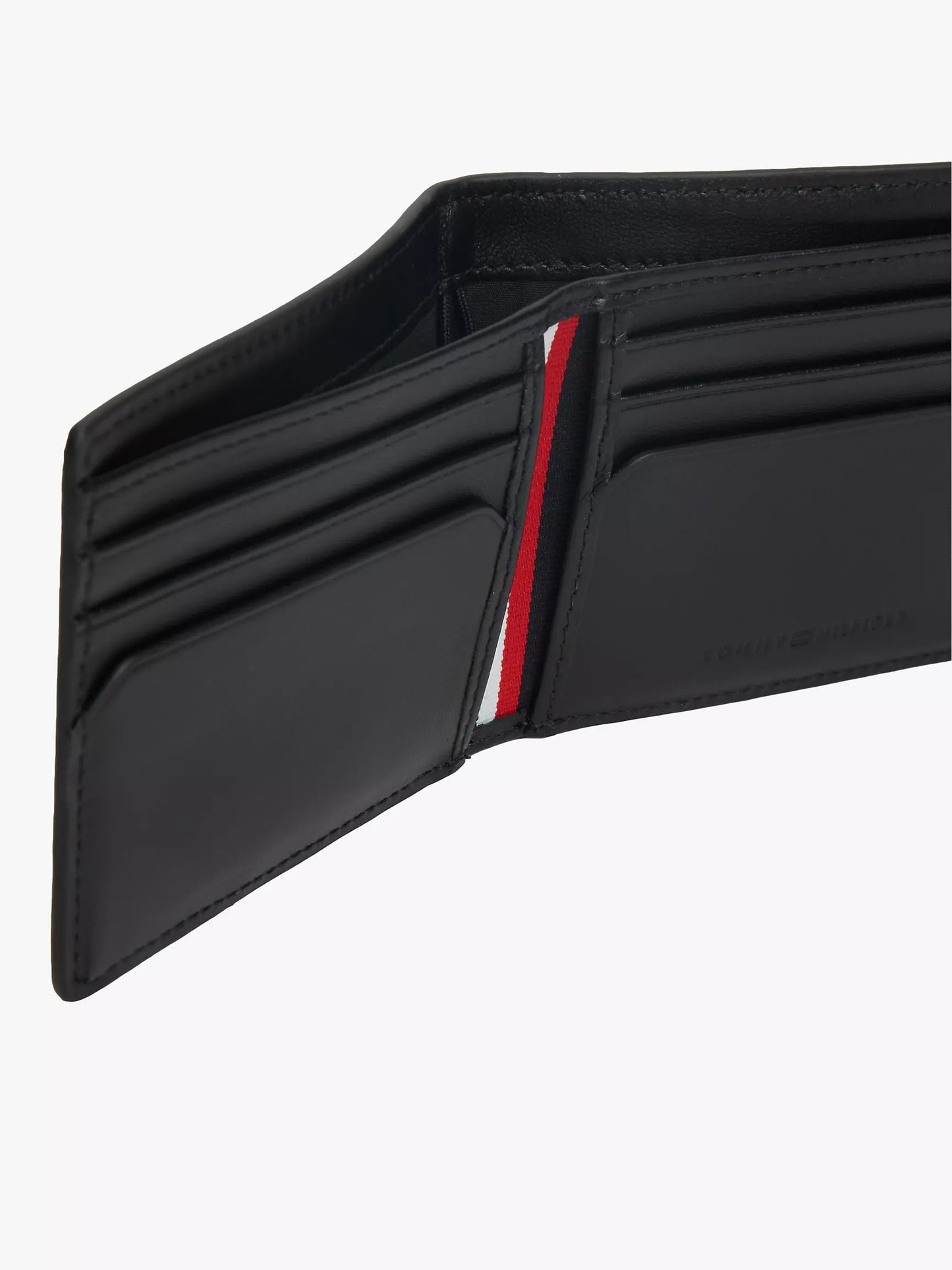 Cartera plegable de piel granulada y bandera central