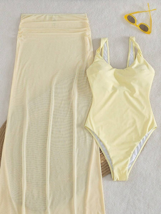 Traje de baño enterizo con pareo