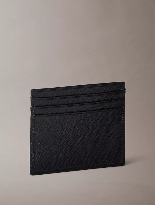 Tarjetero de piel Saffiano refinado