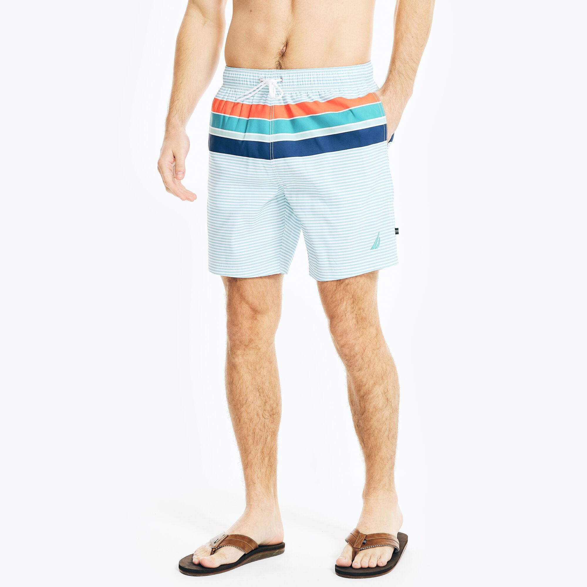 Traje de baño de rayas tipo short 8" secado rápido