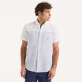 Camisa manga corta de lino con patrón de rayas