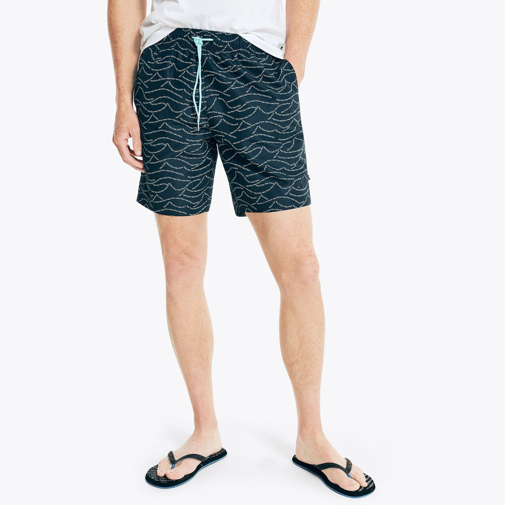 Traje de baño logo en olas tipo short 8" secado rápido