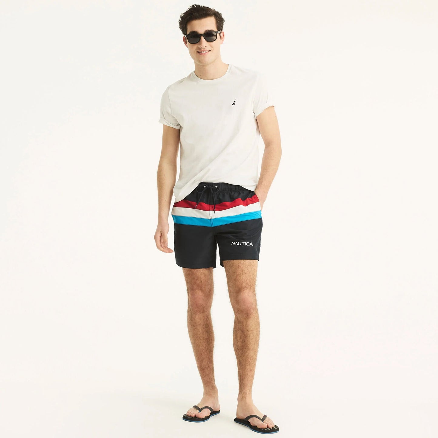 Traje de baño con franjas tipo short 6" secado rápido