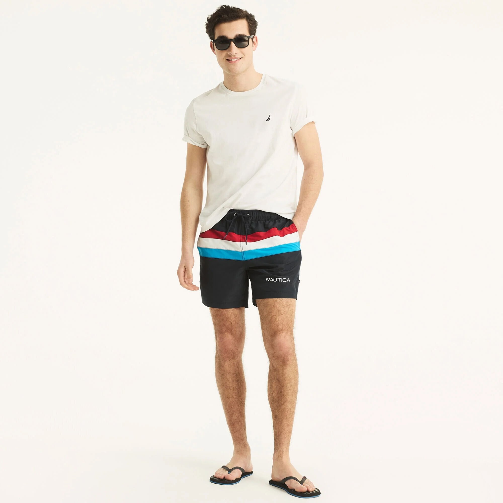 Traje de baño con franjas tipo short 6" secado rápido