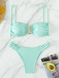 Bañador bikini liso con abertura