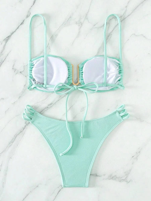 Bañador bikini liso con abertura