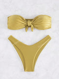 Traje de baño de bikini unicolor sin tirantes