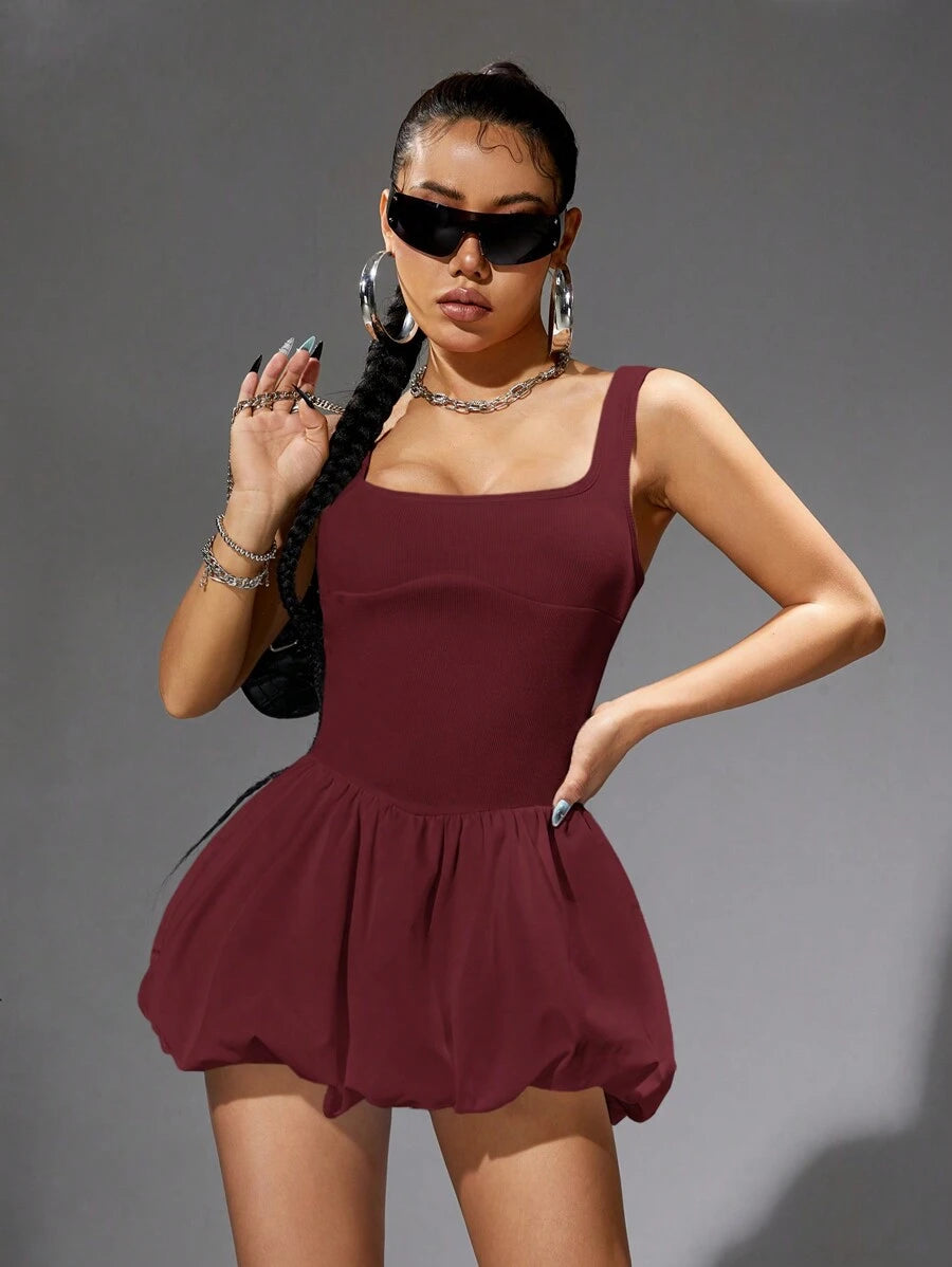 Vestido acampanado unicolor