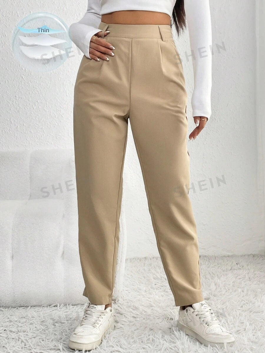 Pantalones de talle alto con fruncido