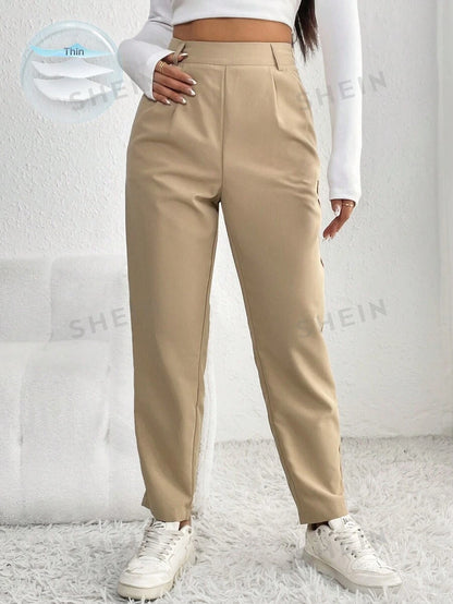 Pantalones de talle alto con fruncido