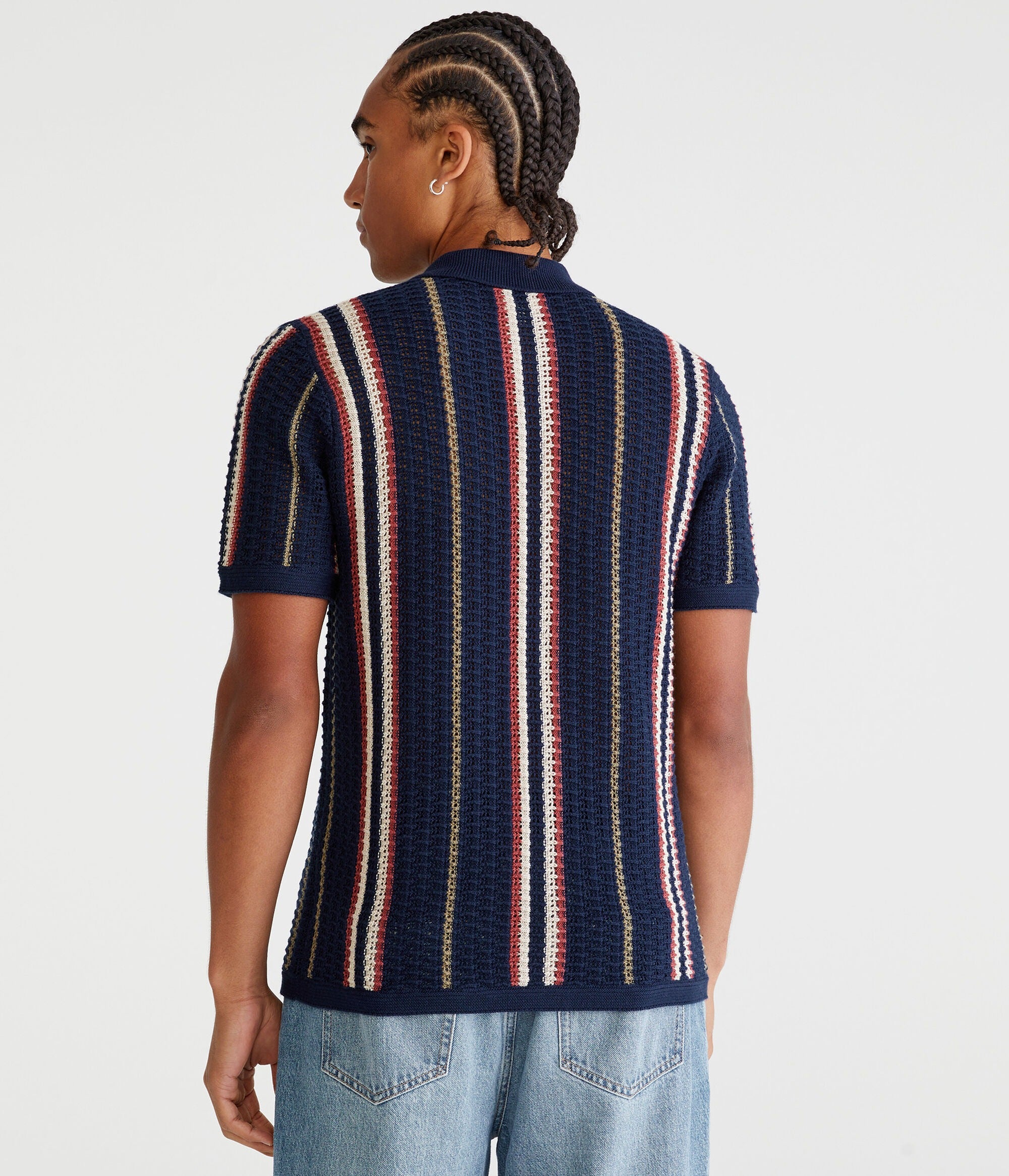 Chemise de suéter con tejido de puntos y rayas verticales
