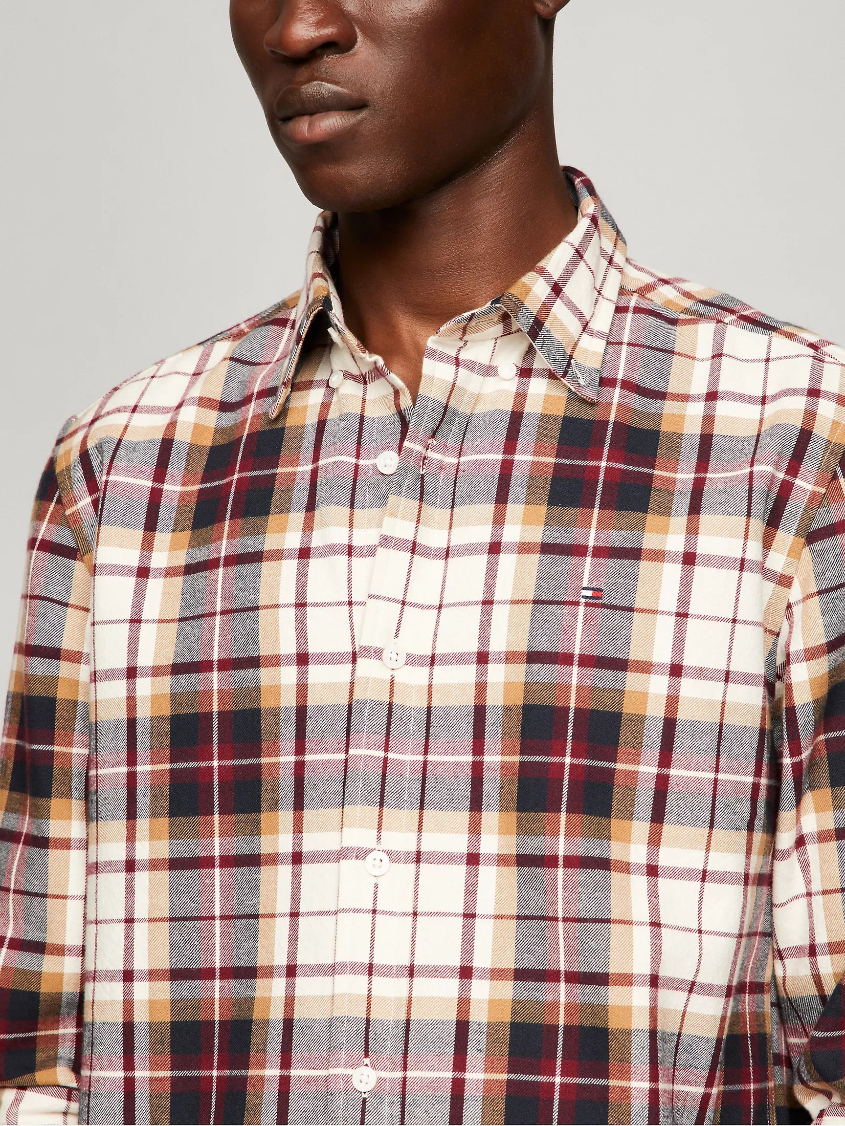 Camisa manga larga a cuadros con bloques de color