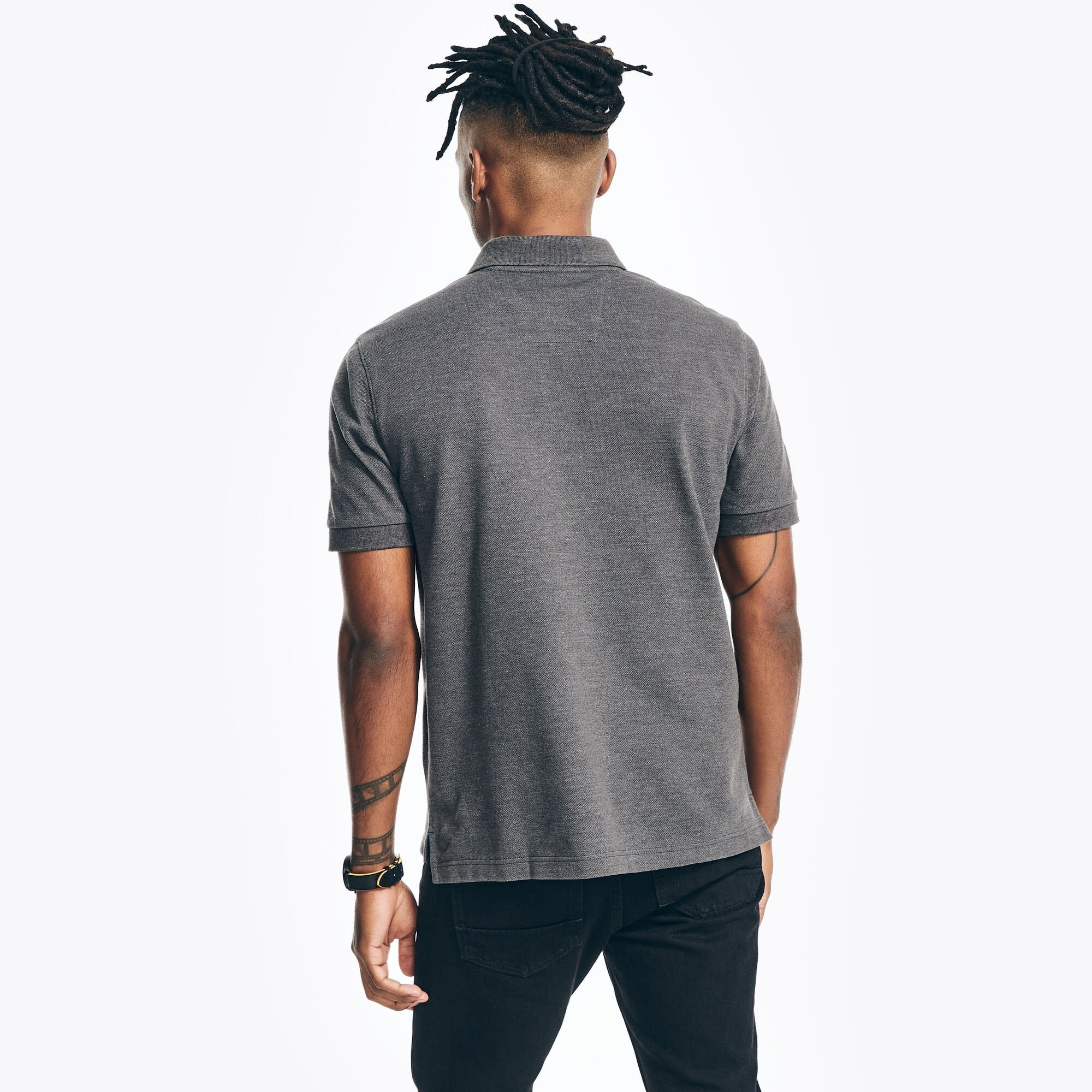 Chemise regular unicolor con logo heathered
