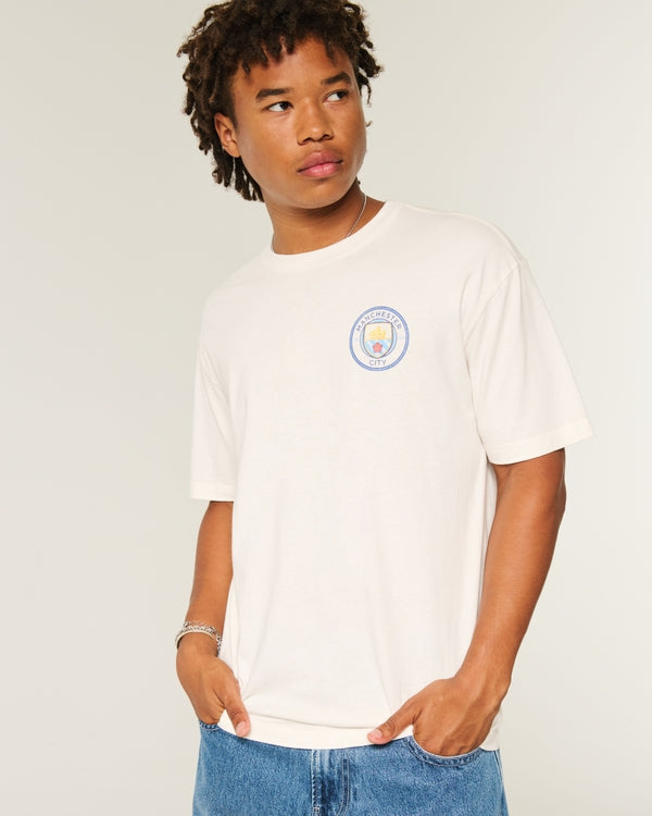 Franela cuello redondo holgada con estampado "Manchester City"