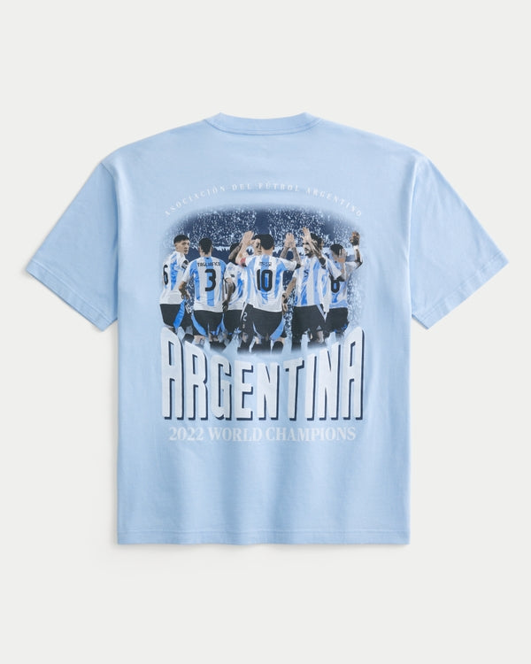 Franela cuello redondo holgada con estampado "Argentina"