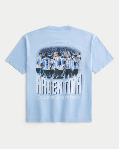 Franela cuello redondo holgada con estampado "Argentina"