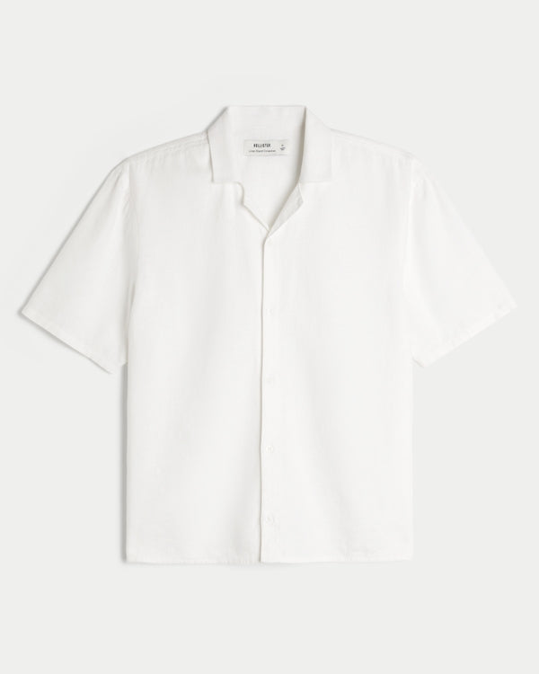 Camisa manga corta de corte cuadrado mezcla de lino