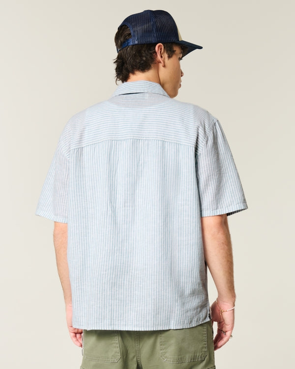 Camisa manga corta de corte cuadrado mezcla de lino