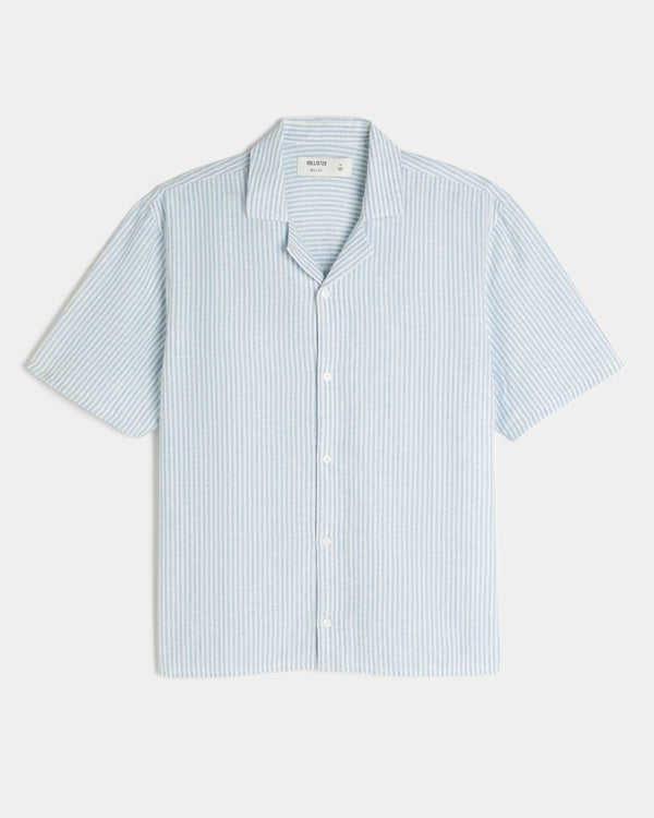 Camisa manga corta de corte cuadrado mezcla de lino