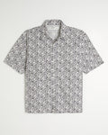 Camisa manga corta de corte cuadrado mezcla de lino con estampado