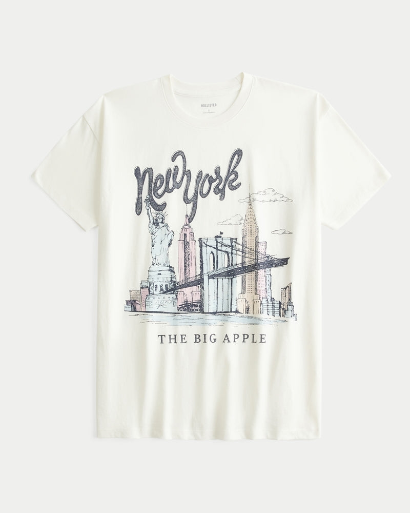 Franela cuello redondo oversize con estampado
