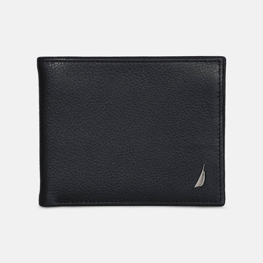 Cartera de caballero doble con logo de metal