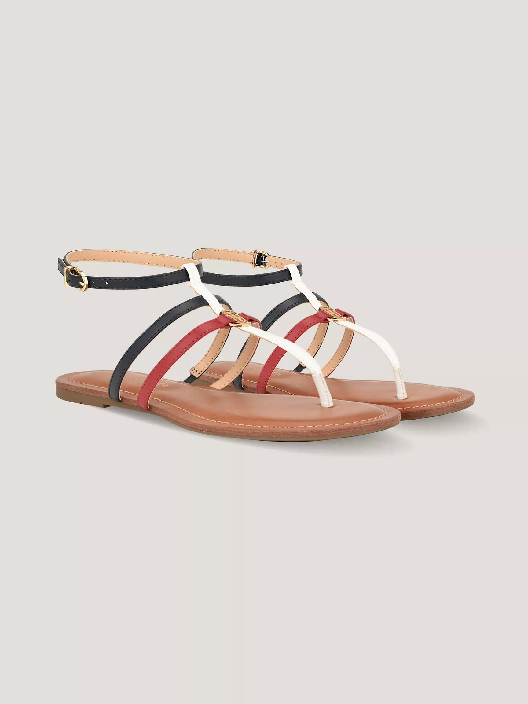 Sandalias con tira al tobillo a rayas distintivas