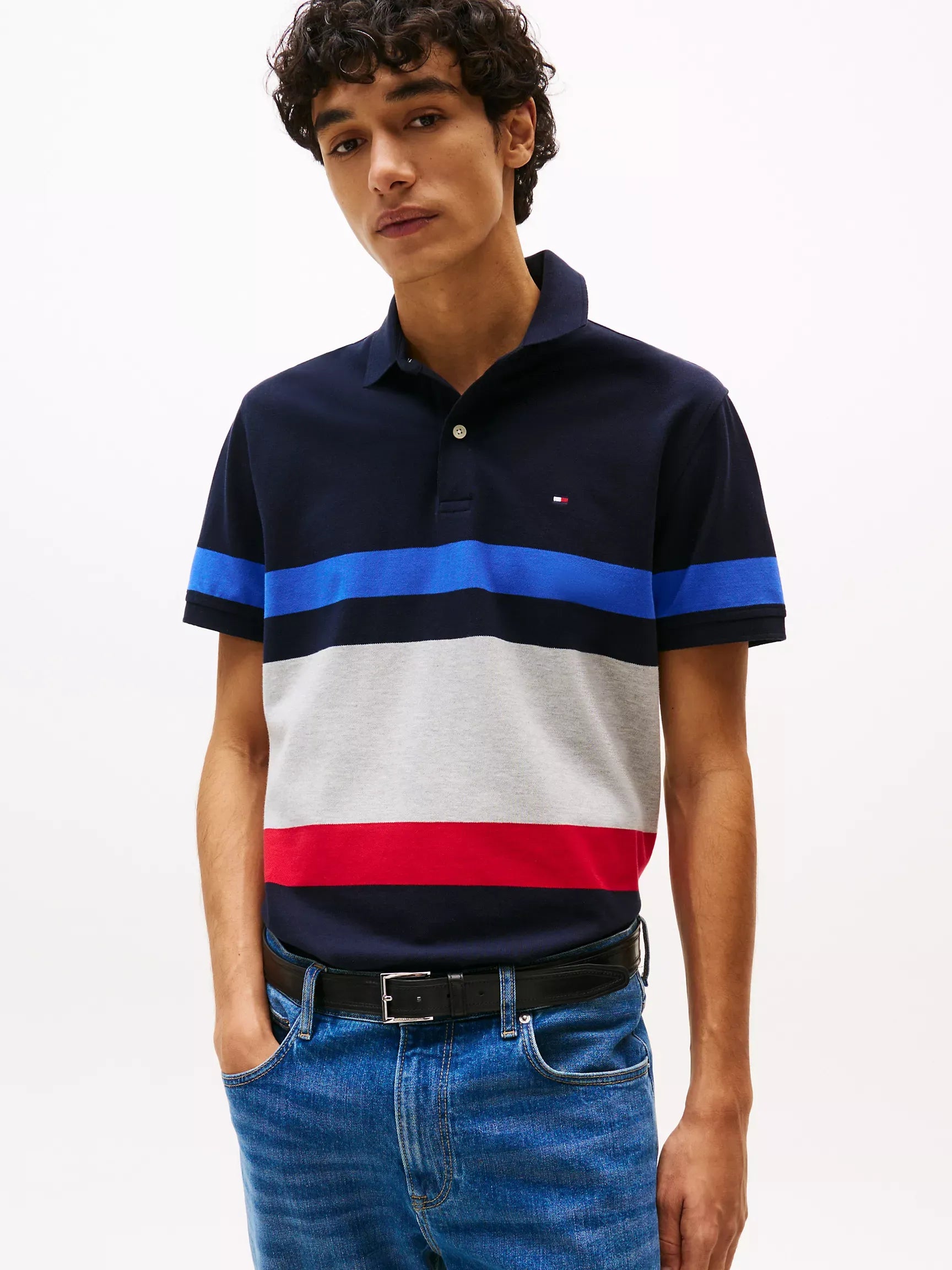Chemise de colores combinados en franjas