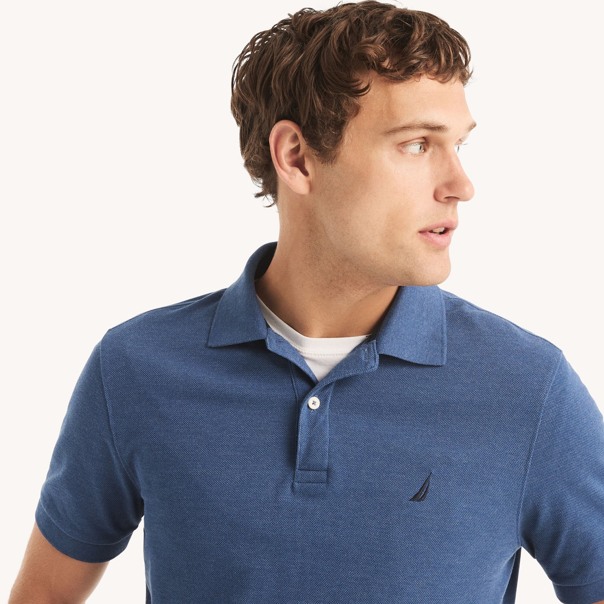 Chemise regular unicolor con logo heathered