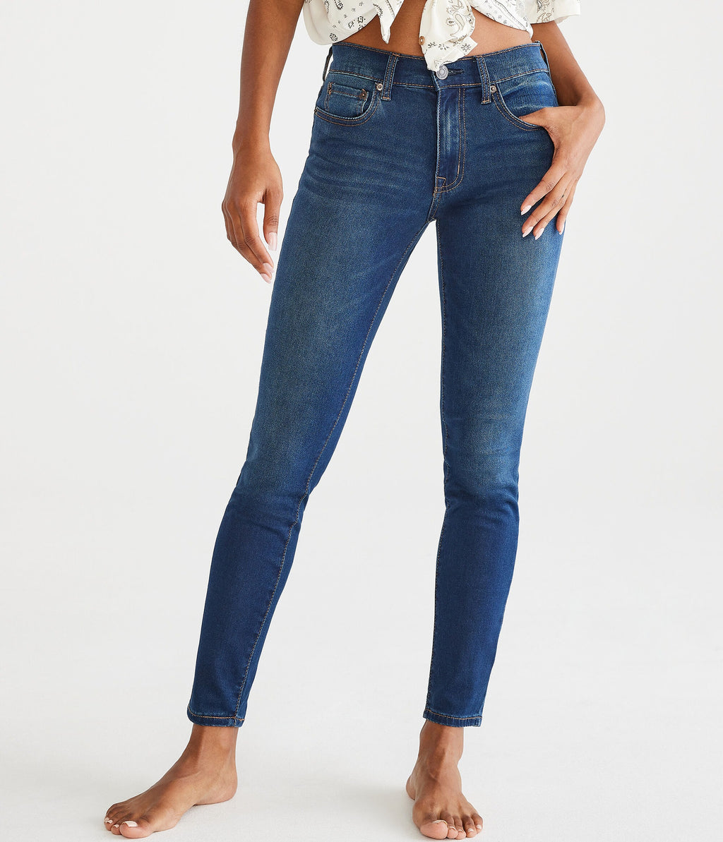 Jean Ajustado tiro alto tipo leggings