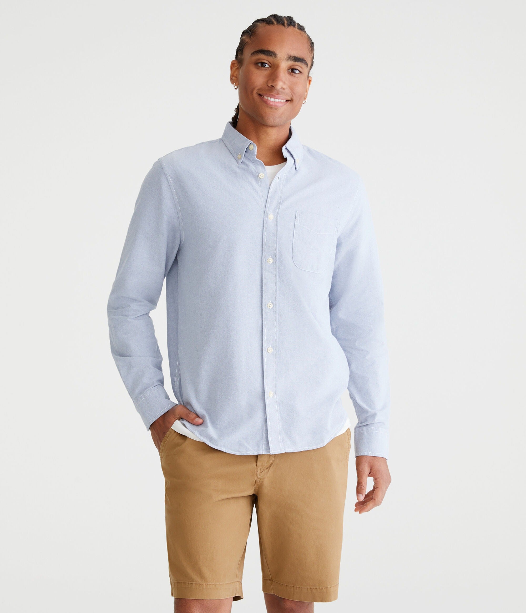 Camisa manga larga unicolor oxford