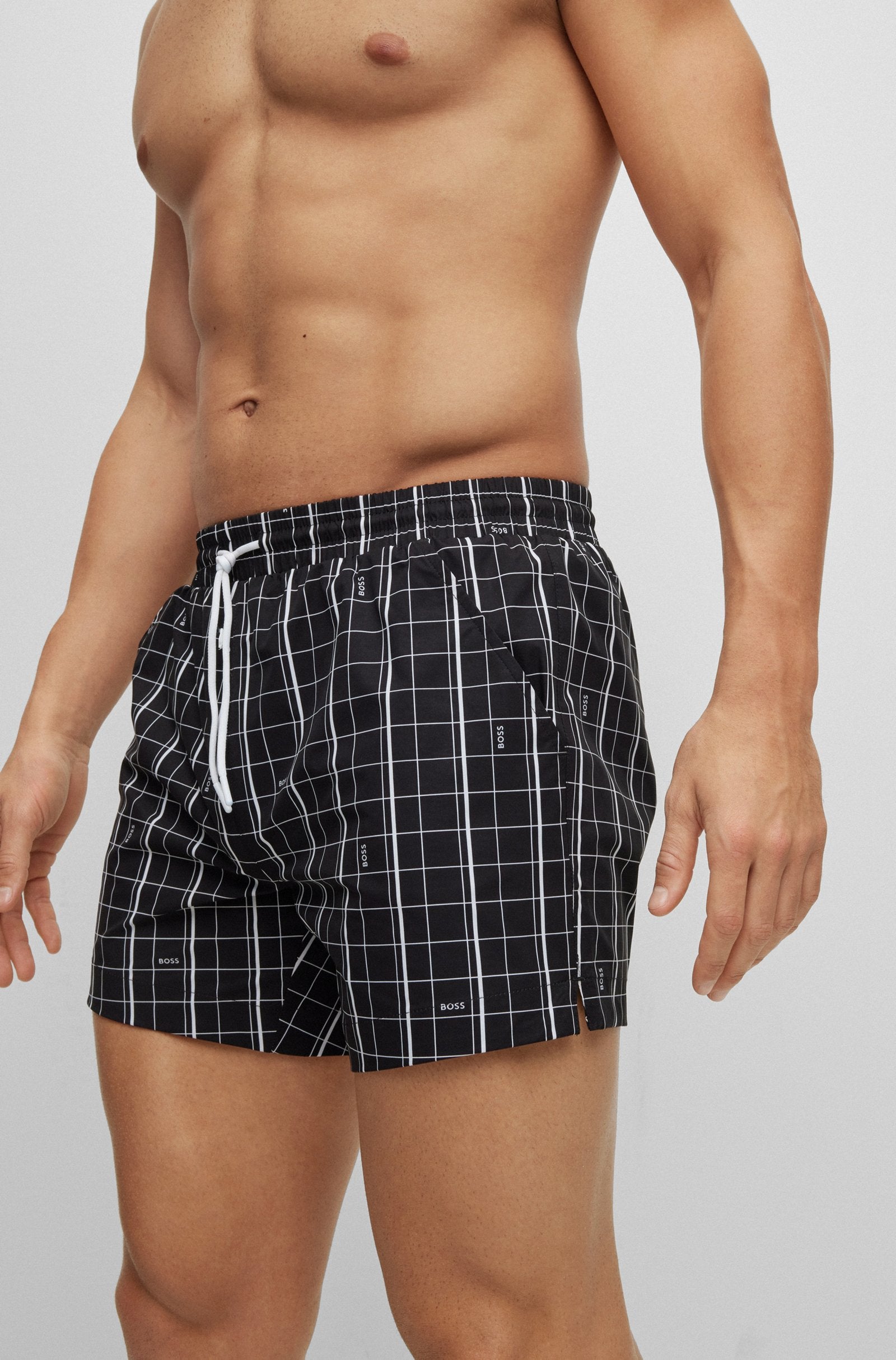 Traje de baño con estampado de cuadros 5" secado rápido