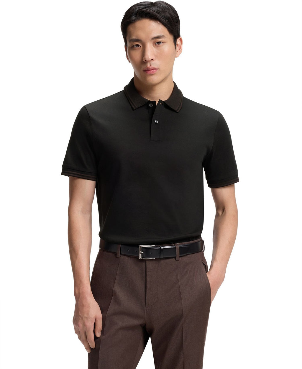 Chemise ajustada de algodón mercerizado