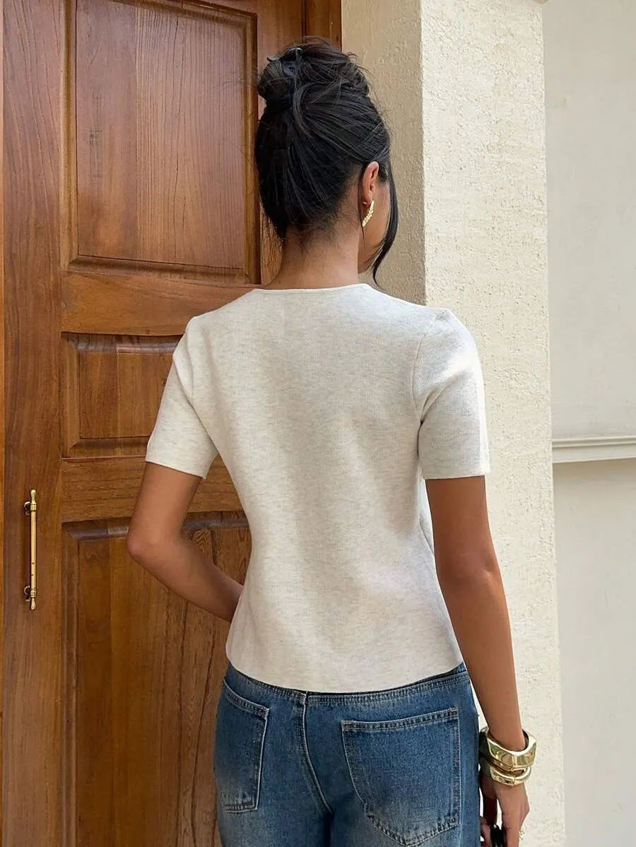 Blusa manga corta estilo chino