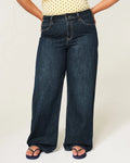 Jeans anchos de tiro alto con lavado intenso