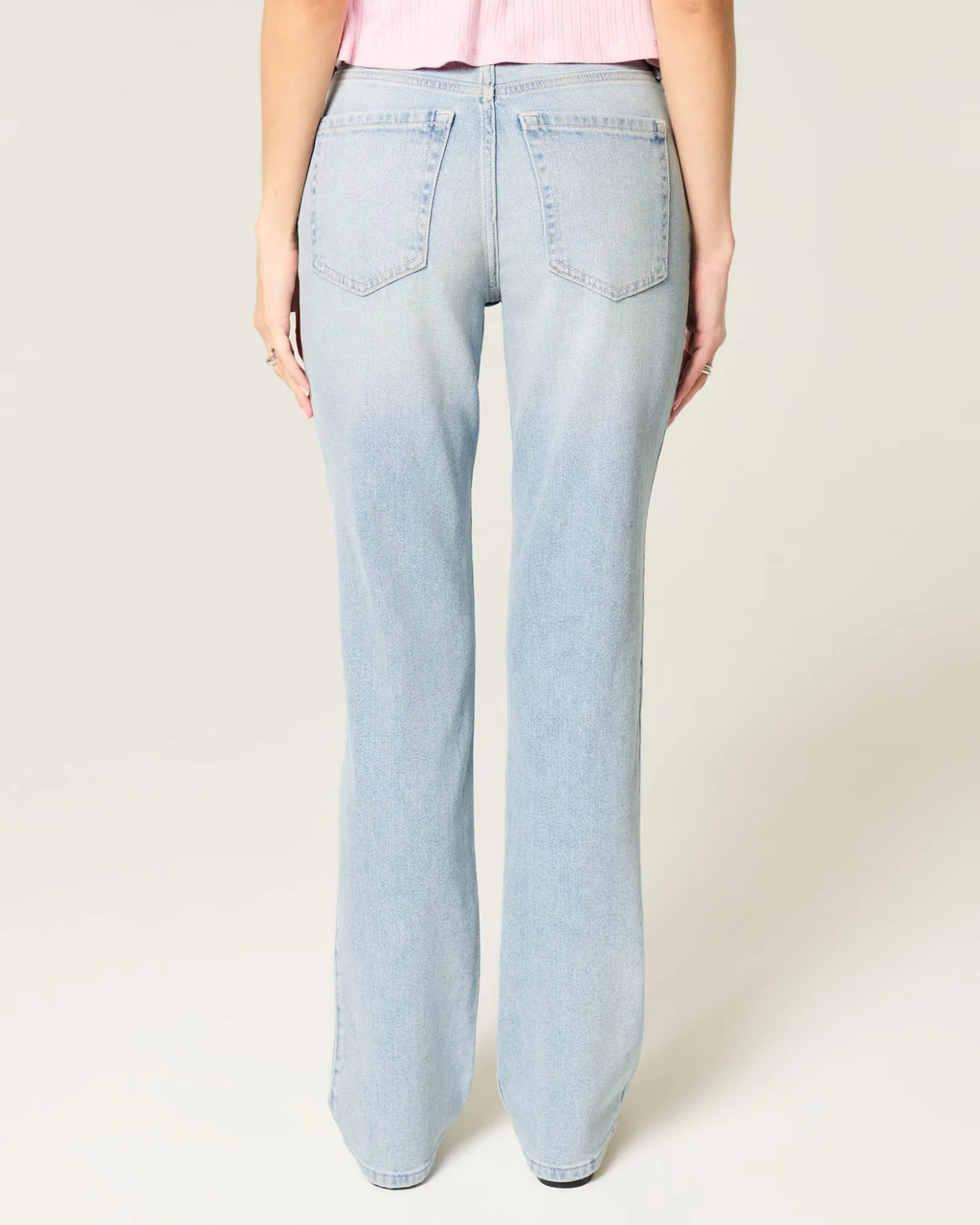 Jeans rectos de tiro alto con lavado claro