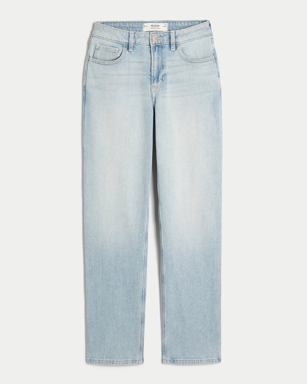 Jeans rectos de tiro alto con lavado claro