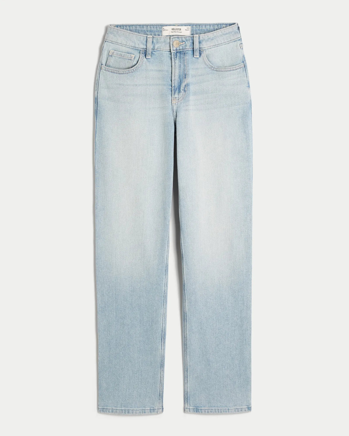 Jeans rectos de tiro alto con lavado claro