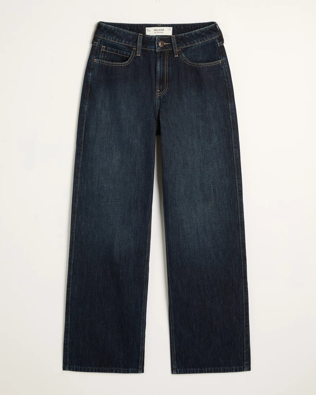 Jeans anchos de tiro alto con lavado intenso