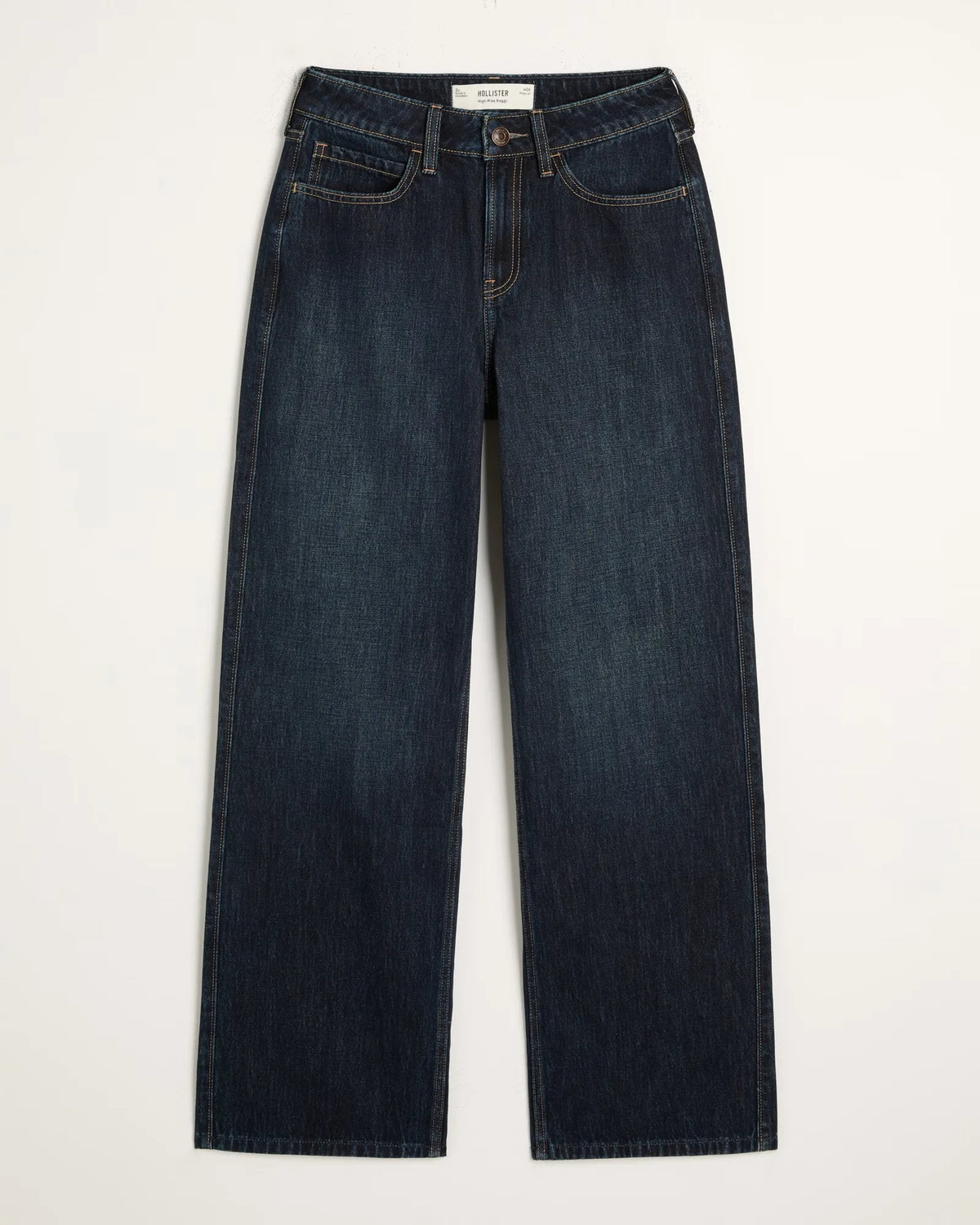Jeans anchos de tiro alto con lavado intenso