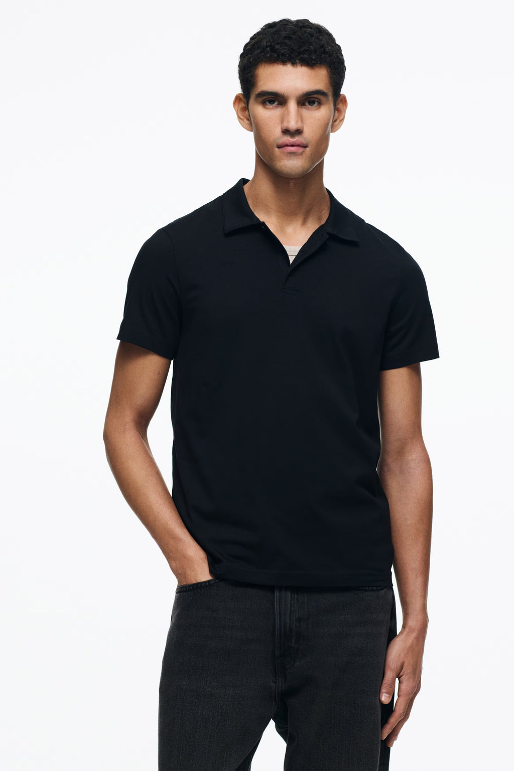 Chemise ajustada de algodón unicolor