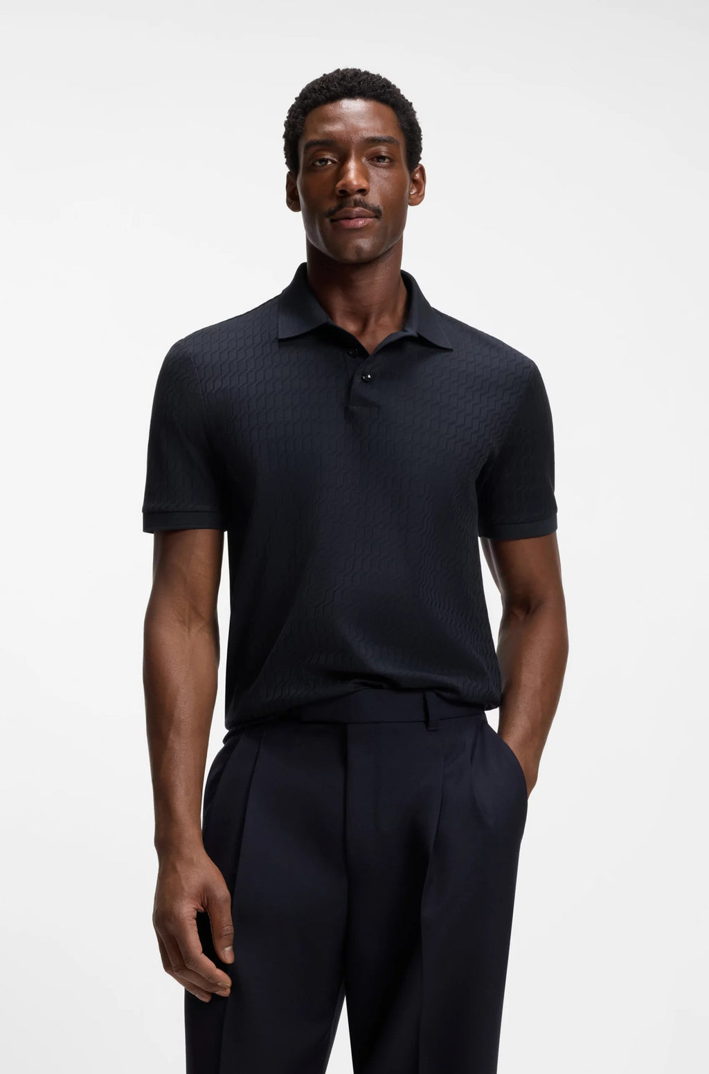 Chemise de algodón con jacquard geométrico