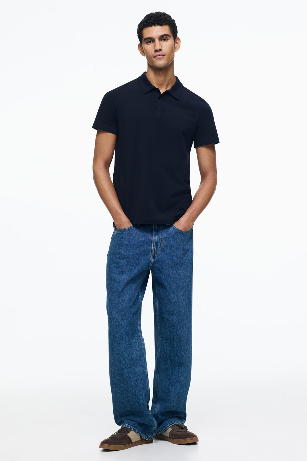 Chemise ajustada de algodón unicolor