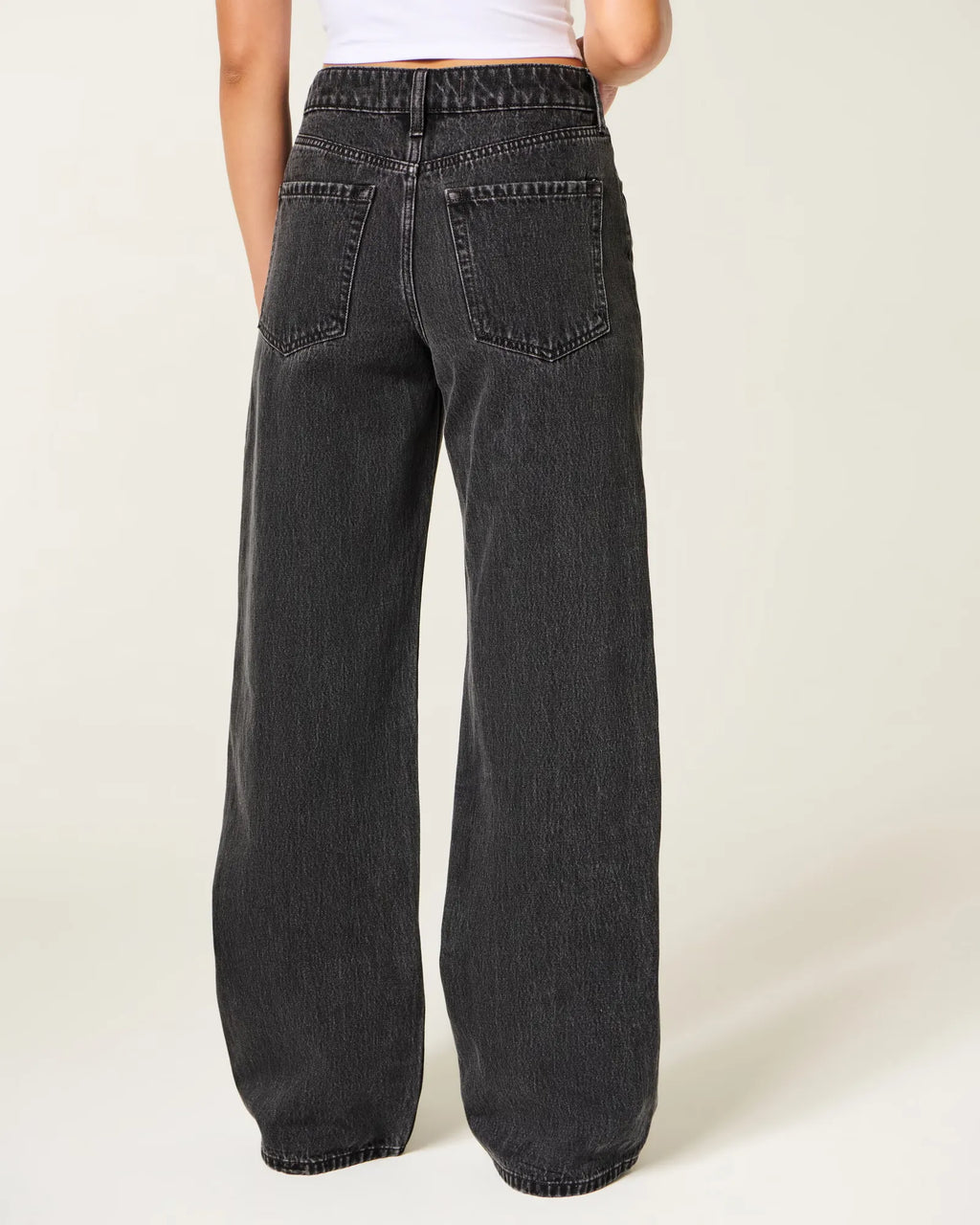 Jeans anchos de tiro alto con prelavado