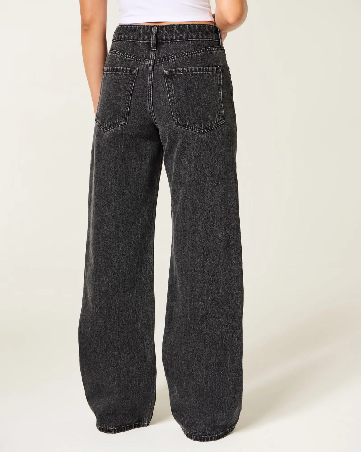Jeans anchos de tiro alto con prelavado
