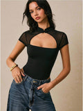 Body de malla con cuello mao