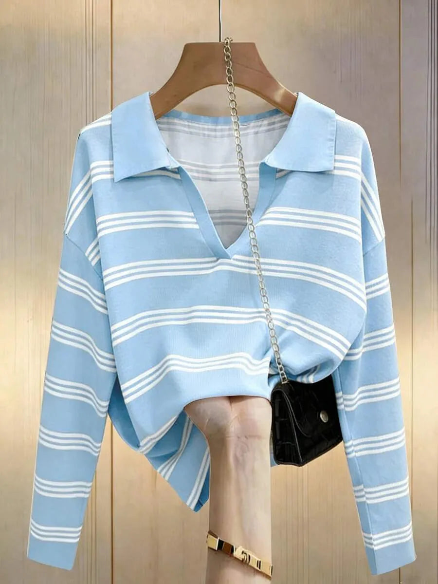 Blusa casual manga larga de rayas