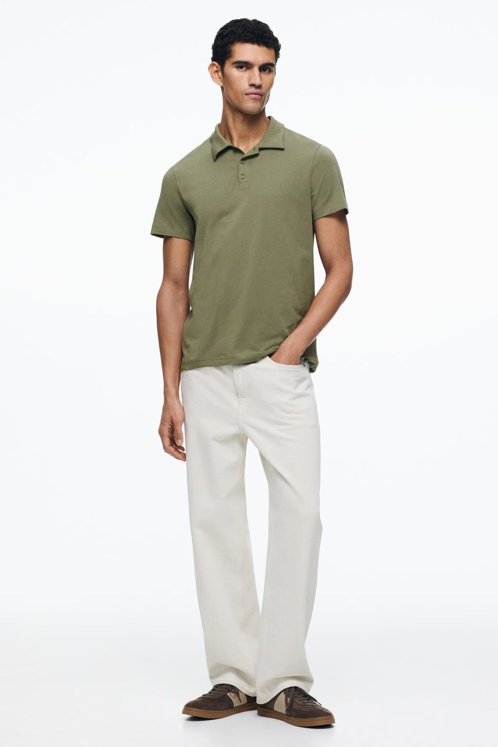 Chemise ajustada de algodón unicolor